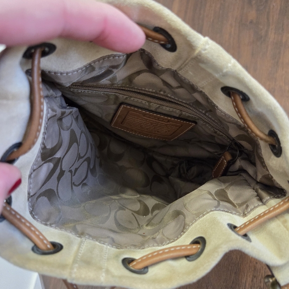 Vintage Coach Suede Drawstring Crossbody Bag - Picture 10 of 14